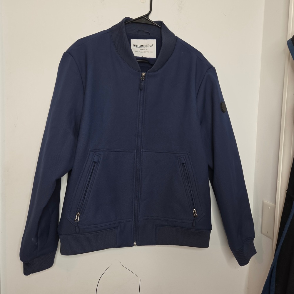 William Rast Mens Large Navy Blue Zip‎ Bomber Jacket Justin Timberlake